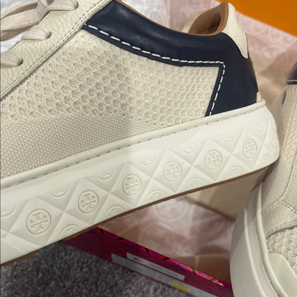Tory Burch Cream and Black Sneakers(box is  little broken ) - Picture 6 of 16